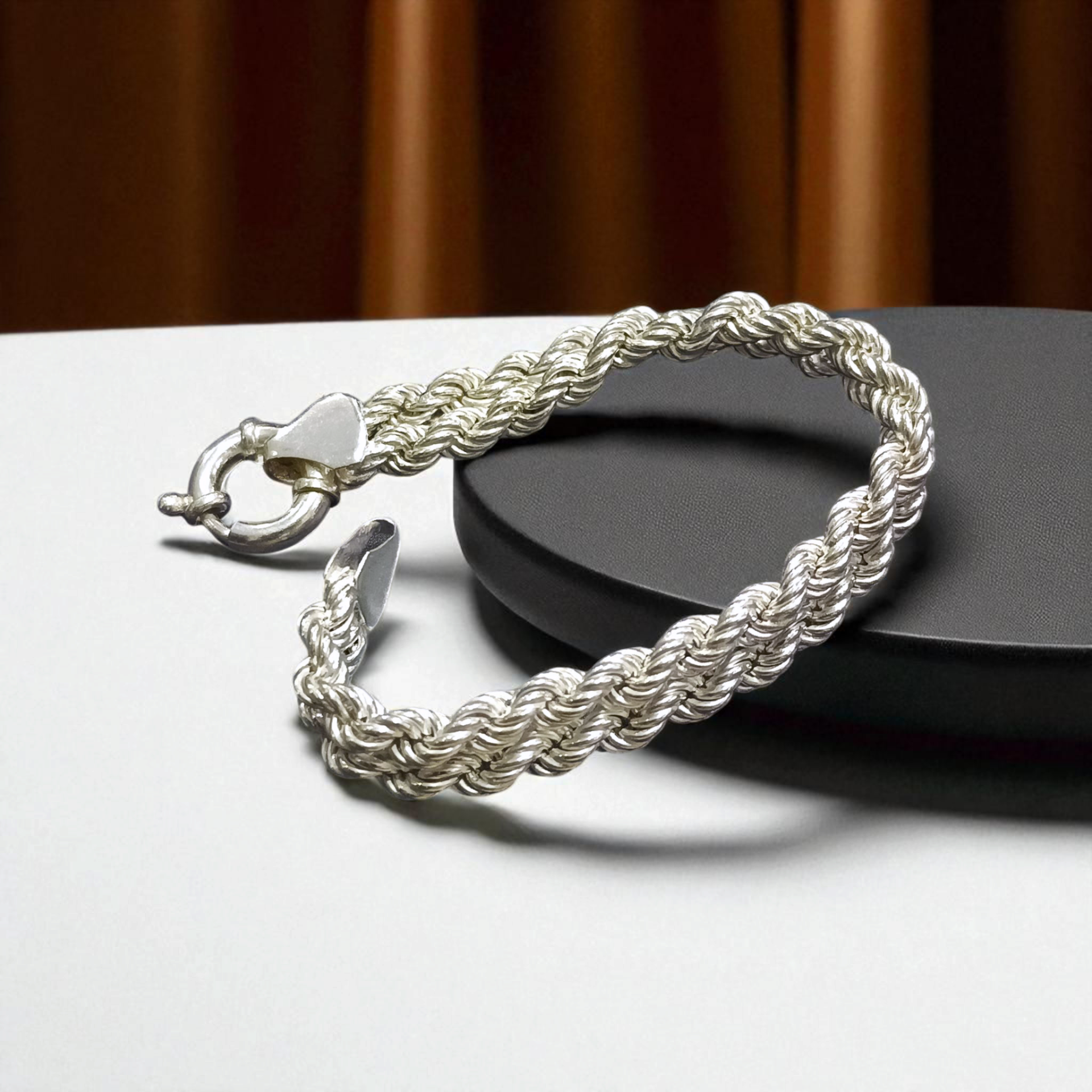 Dümen kilitli Çift Burgu Model Gümüş Bileklik