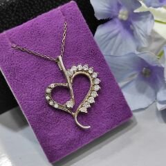 Kalp Model Gümüş İthal Kolye