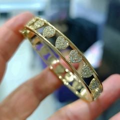 Swarovski Taşlı Altın Kaplamalı Gümüş Kelepçe Bilezik