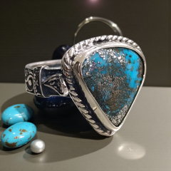 Firuze (Turkuaz) Taşlı Tasarım Gümüş Yüzük