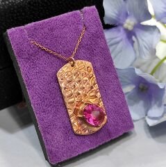 Yakut Taşlı Rose Tasarım Gümüş Kolye