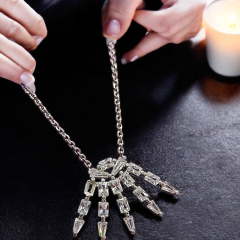 Bagety Swarovski Taşlı Altın kaplamalı Gümüş Kolye