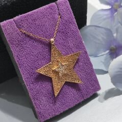 Yıldızlı model  Rose Gümüş Kolye