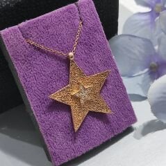 Yıldızlı model  Rose Gümüş Kolye