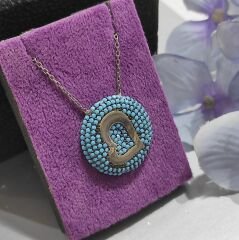 Kalpli Mavi Taşlı Gümüş Kolye