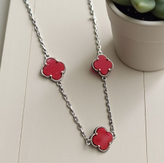 Mercan Taşlı Altin Rodajli Vancilfe Gümüş Kolye