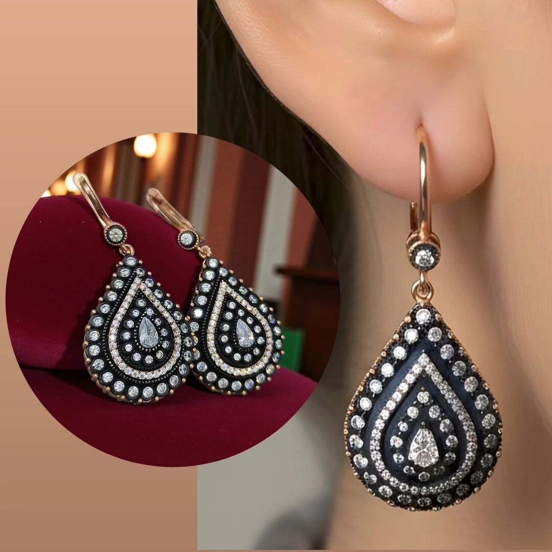 Elmas İşçiliği, Altın Kaplamalı Gümüş Damla Küpe