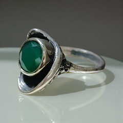 Akik Taşlı Elişi Tasarim Gümüş Yüzük