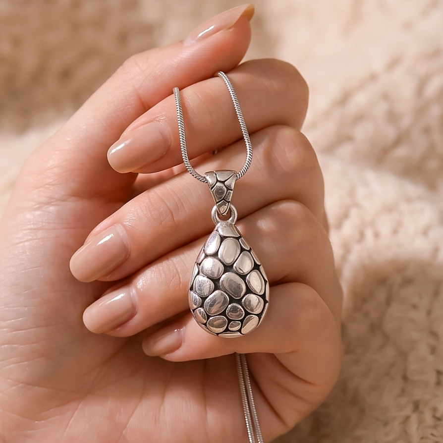 925 Ayar Damla Tasarım İthal Gümüş Kolye