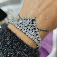 Damla Model Zirkon Taşlı , Altın Rodajlı Gümüş Bileklik