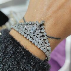 Damla Model Zirkon Taşlı , Altın Rodajlı Gümüş Bileklik