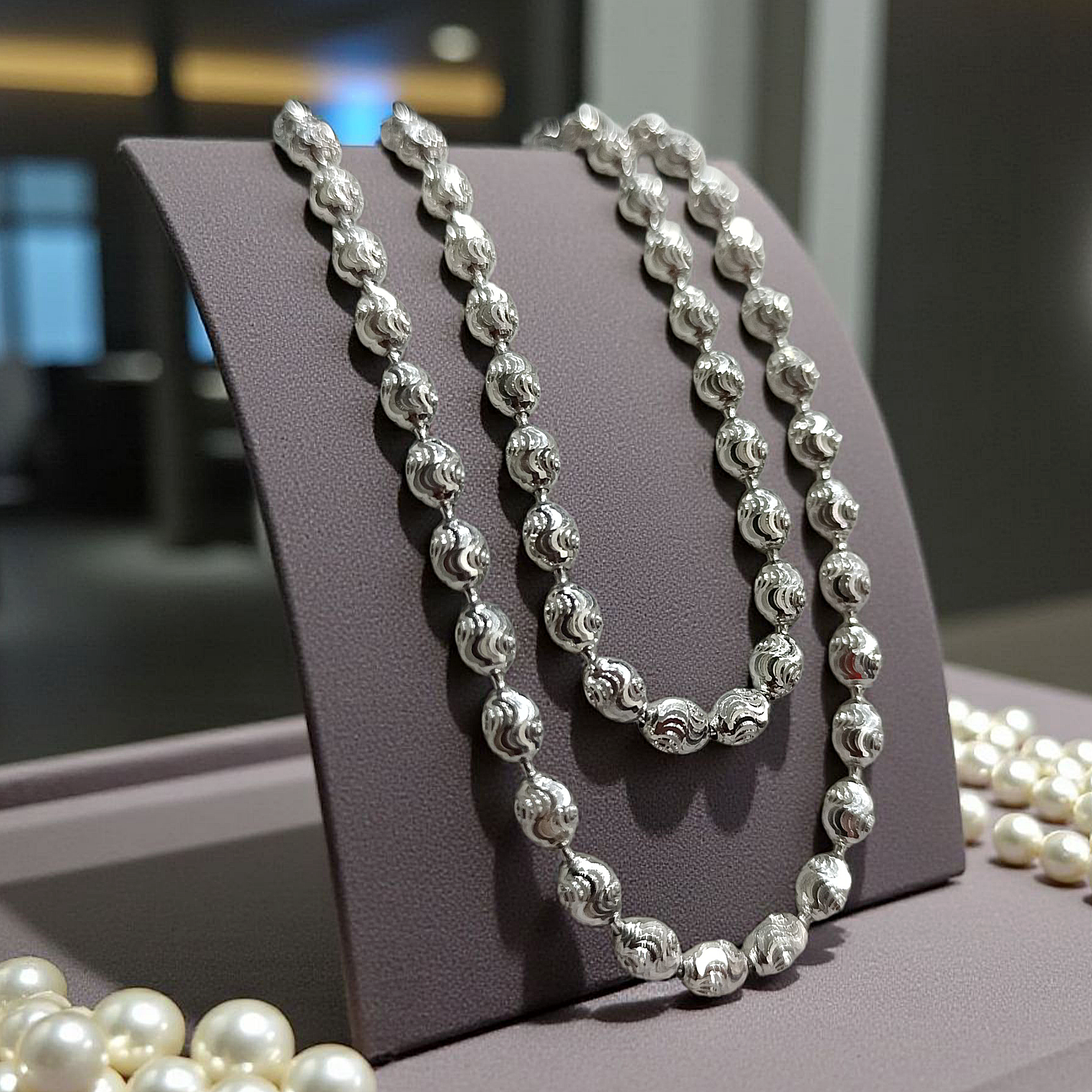 Dorica Toplu Beyaz Altın Kaplamalı Gümüş Kolye