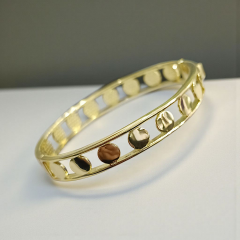 Swarovski Taşlı Altın Kaplamalı Gümüş Kelepçe Bilezik