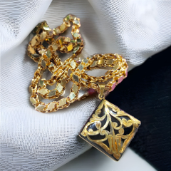 Oltu Taşlı, Altın Kaplamalı Gümüş Kolye