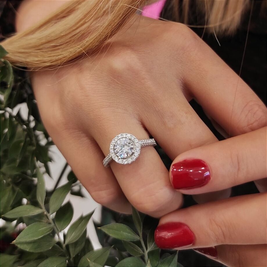 Zirkonyum Taşlı, Altın Kaplamalı Gümüş Yüzük