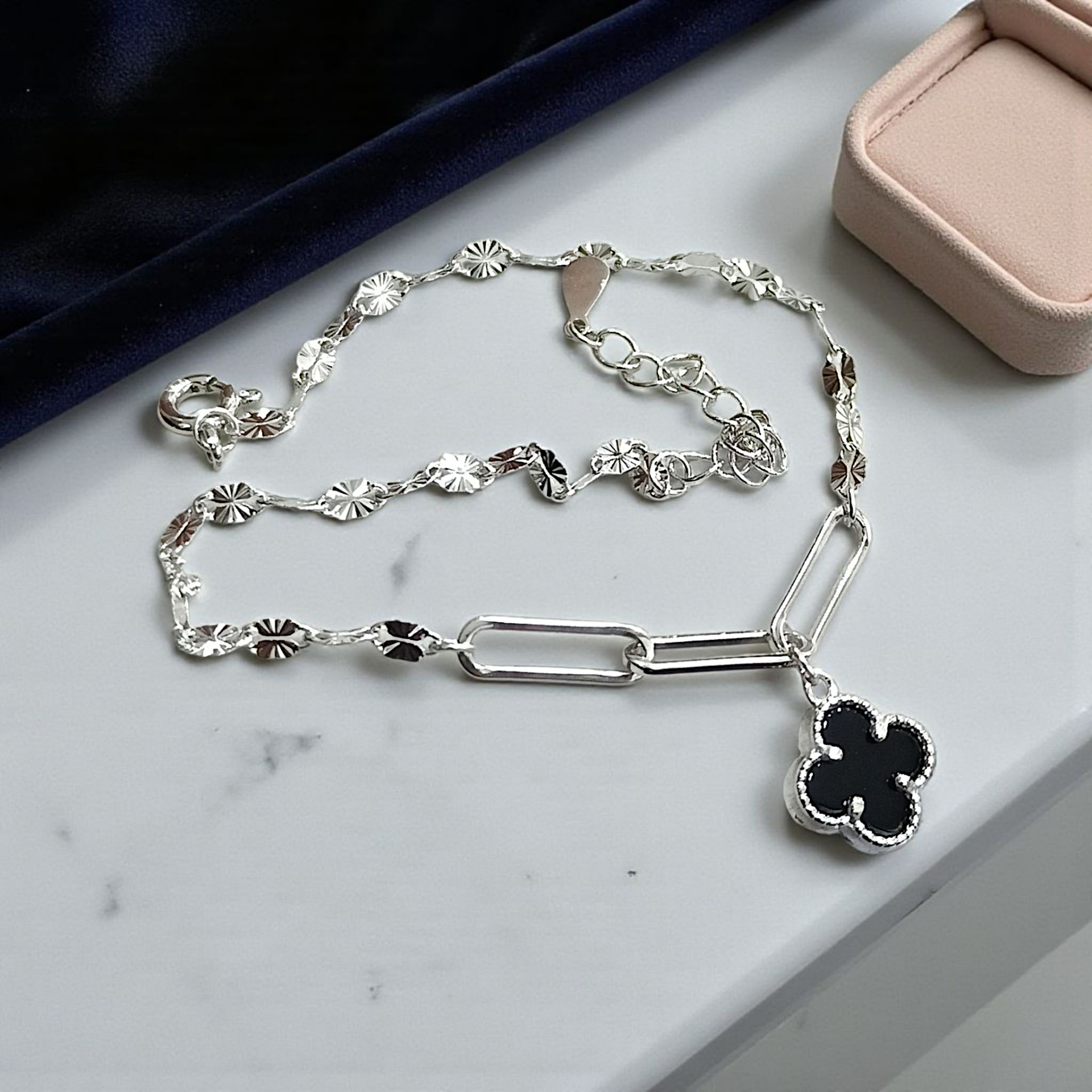 Vanclife Yonca Model Altın Rodajlı Gümüş Bileklik