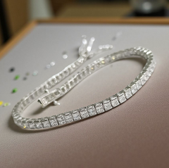 Kare Kesim mozanit Taşlı Altın Kaplamalı Gümüş suyolu Bileklik