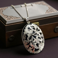 Oltu Taşlı Elişi Tek Tasarım Gümüş Kolye