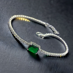 Swarovski Yeşil Taşlı Gümüş Suyolu Bileklik