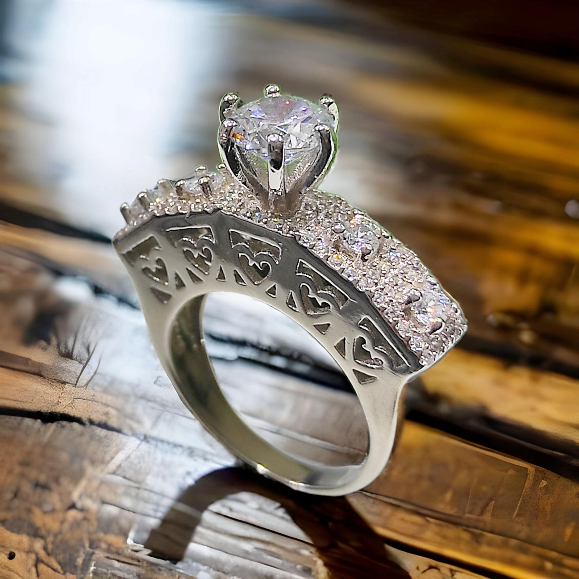 Pırlanta Montür Altın kaplamalı Gümüş Yüzük