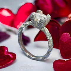 Swarovski Taşlı, Altın Kaplamalı Gümüş Yüzük