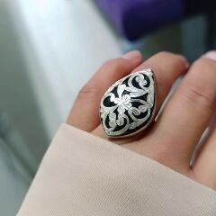 Oltu Taşlı Tek Tasarım Elişi Gümüş Yüzük