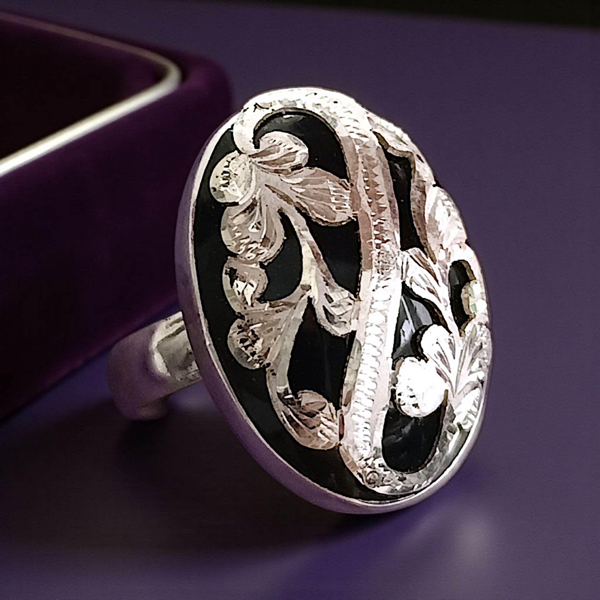 Oltu Taşlı Tasarım Elişi Oval Gümüş Yüzük