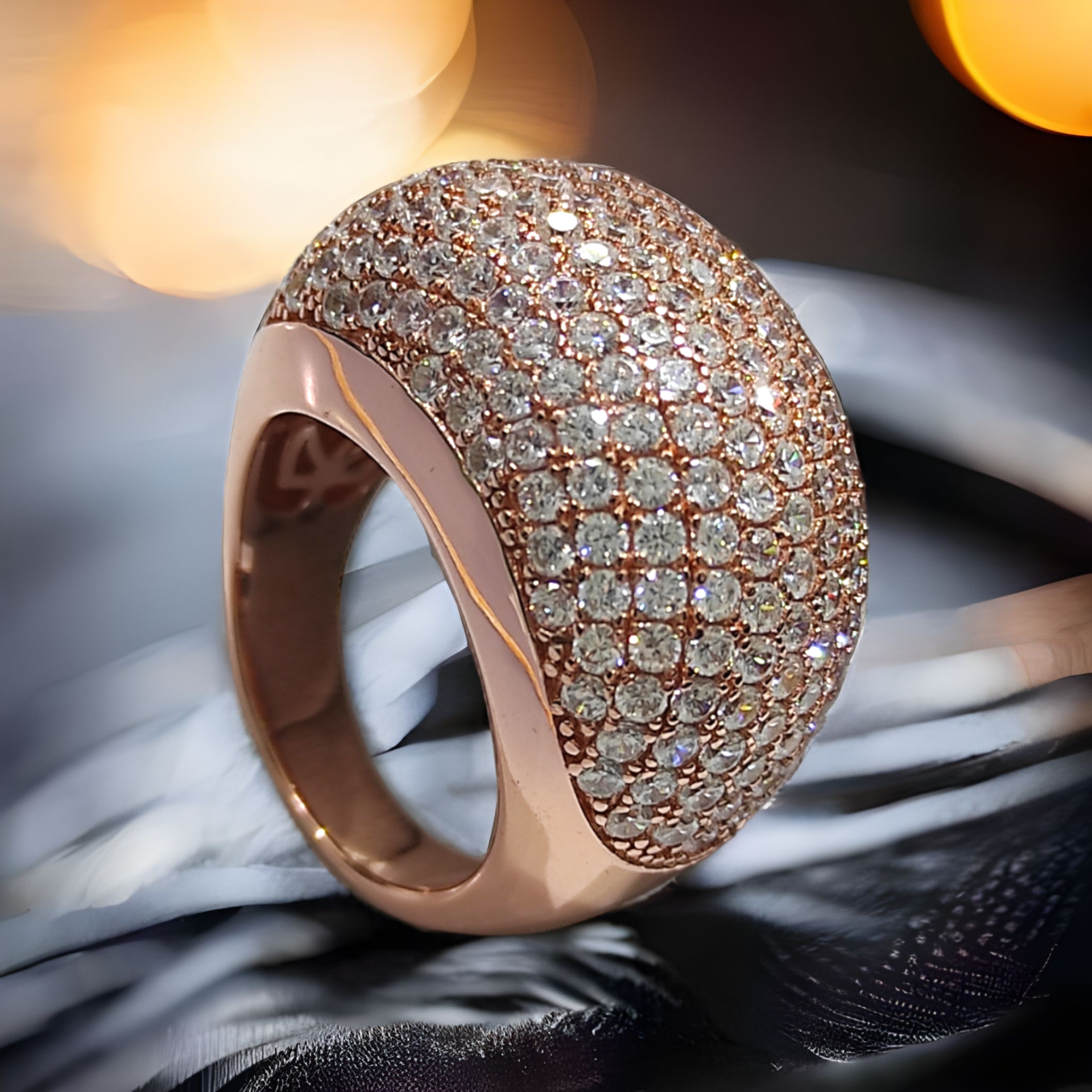Swarovski Taşlı Rose Tasarım Gümüş Yüzük