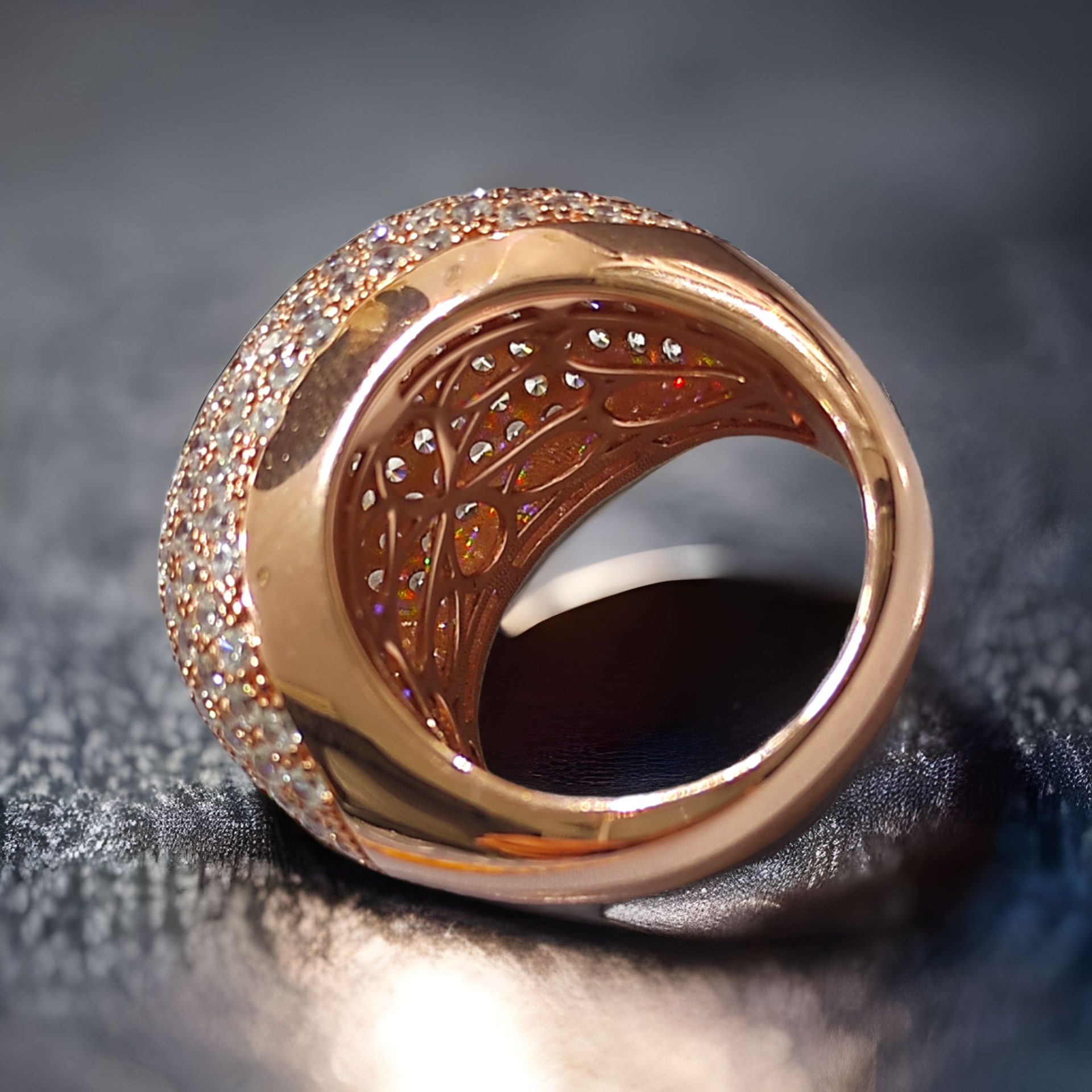 Swarovski Taşlı Rose Tasarım Gümüş Yüzük