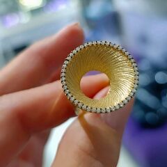 Tasarım Swarovski Taşlı Altın Kaplamalı Gümüş Yüzük