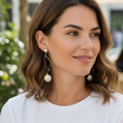 Barok İnci Altın Kaplamalı Tek Tasarım Gümüş Küpe