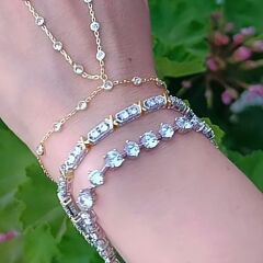 Mozanit Swarovski taşlı Altın Rodajlı Gümüş Bileklik