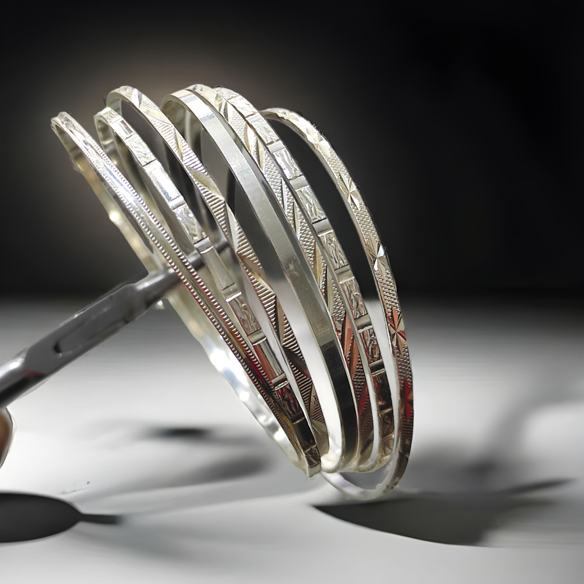 Desenli Gümüş Ray Bilezik Adet