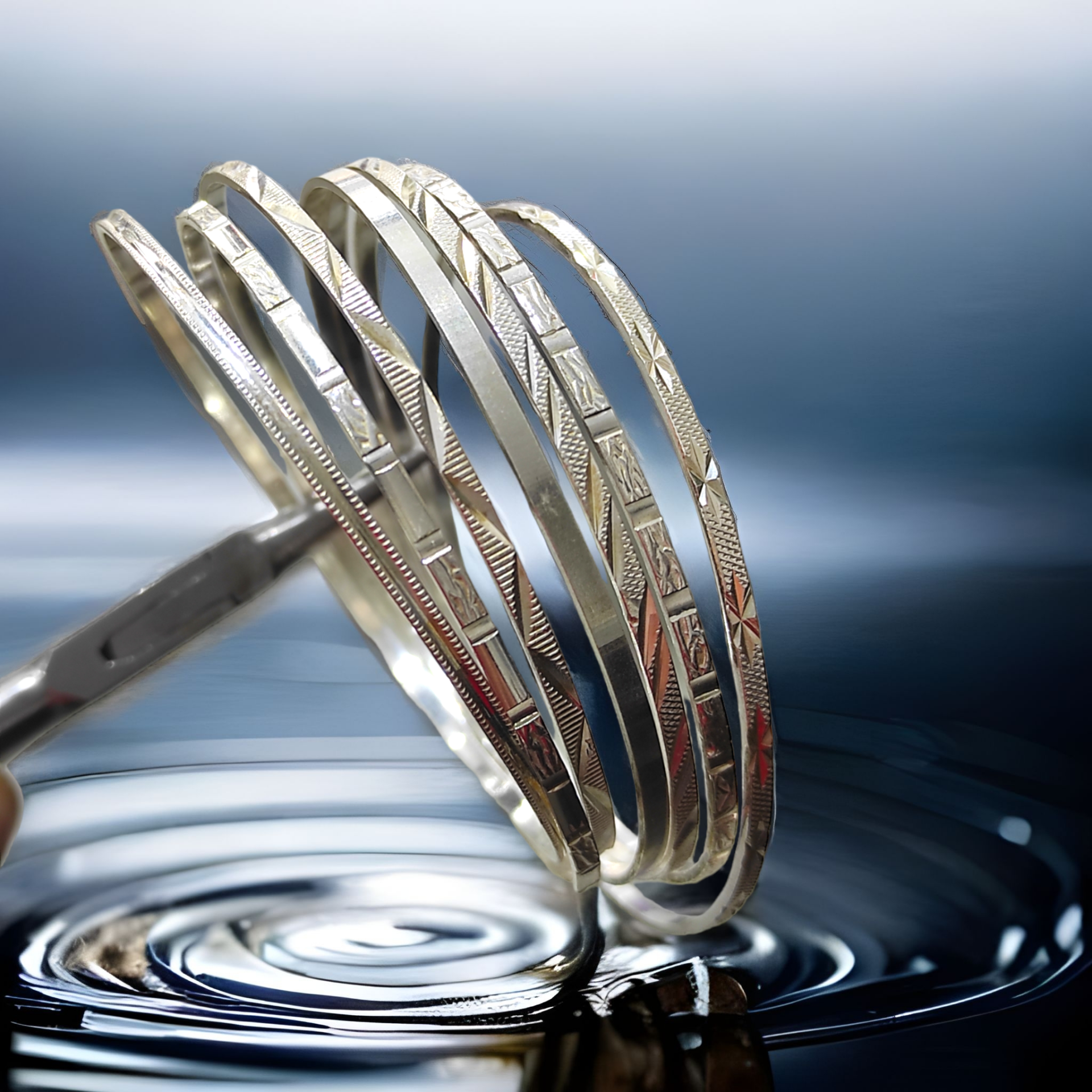 Desenli Gümüş Ray Bilezik Adet