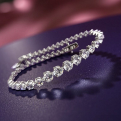 Mozanit Taşlı  Altın Rodajlı Süzme Suyolu Gümüş Bileklik