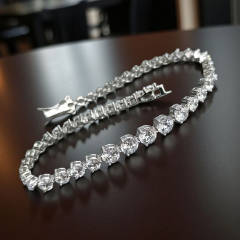 Mozanit Taşlı  Altın Rodajlı Süzme Suyolu Gümüş Bileklik