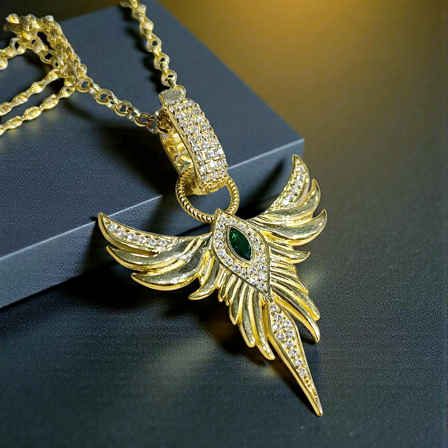 Anka Kuşu Altın Kaplamalı Gümüş Kolye