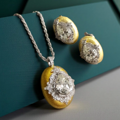 Mozanit Taşlı , Altın Rodajlı İtalyan Tasarım Gümüş Set