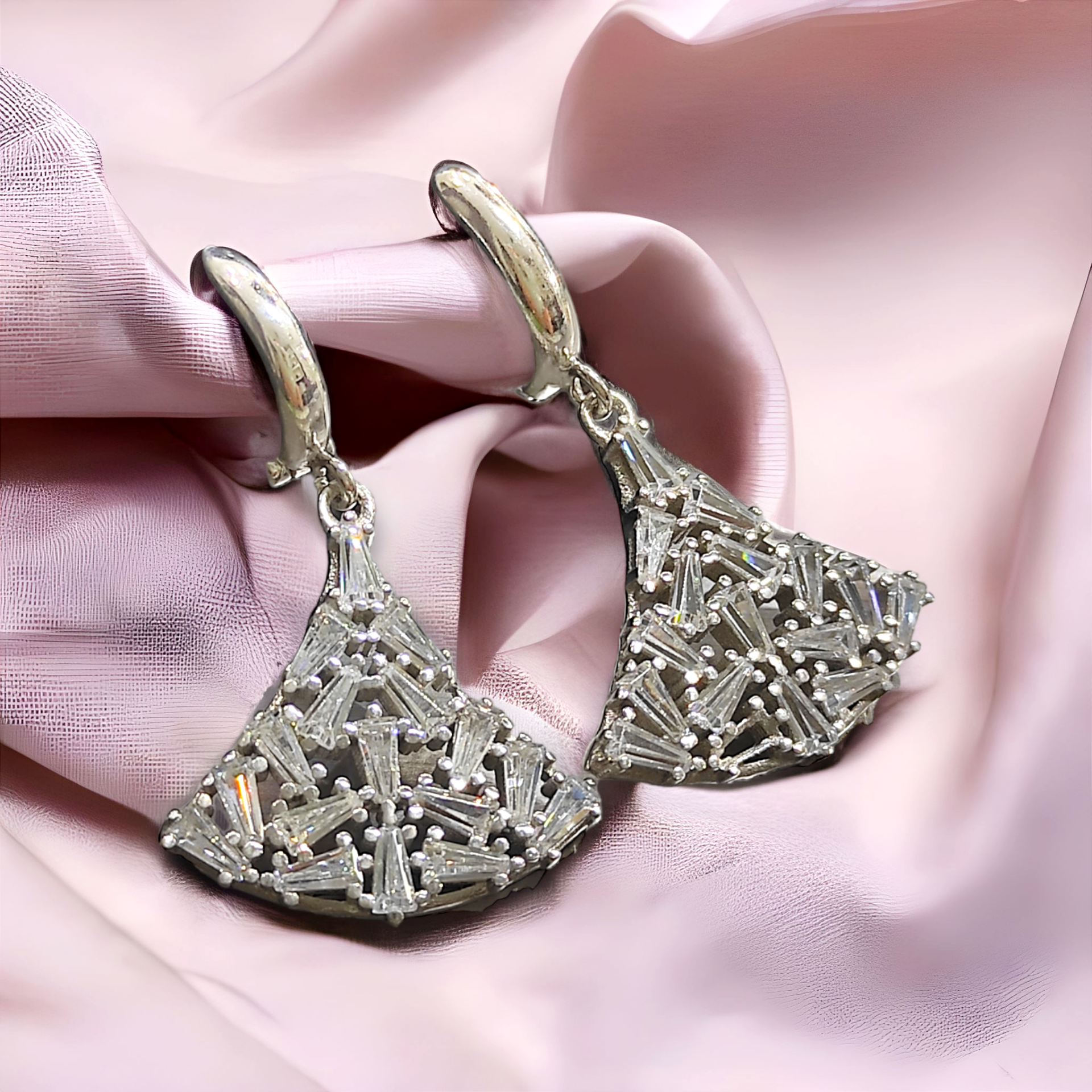 Bagety Zirkon Taşlı İthal Gümüş Küpe