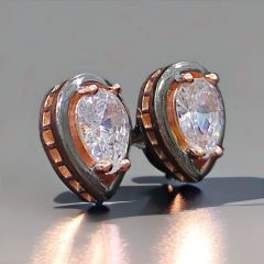 Elmas Montur Rose Damla Gümüş Küpe