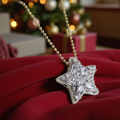 Swarovski Taşlı Yıldız Model Altın Rodajlı Gümüş Kolye