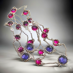 Ametist ve Zirkon Taşlı İthal Tiffany Gümüş Kolye