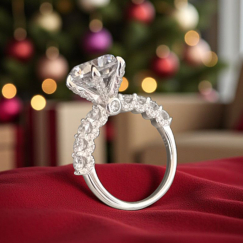 Mozanit Taşlı Yüksek Karat Altın Rodajlı Gümüş Tektaş Yüzük