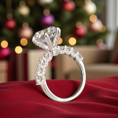 Mozanit Taşlı Yüksek Karat Altın Rodajlı Gümüş Tektaş Yüzük