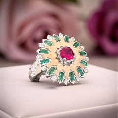 Yakut Taşlı ithal Tasarım Gümüş Yüzük