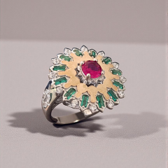 Yakut Taşlı ithal Tasarım Gümüş Yüzük