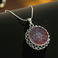 Mühr-i Süleyman Akik Taşlı Gümüş Tasarım Kolye