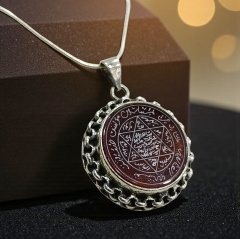 Mühr-i Süleyman Akik Taşlı Gümüş Tasarım Kolye