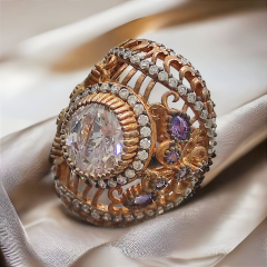 Swarovski fe Ametist Taşlı Tasarım İthal Yüzük