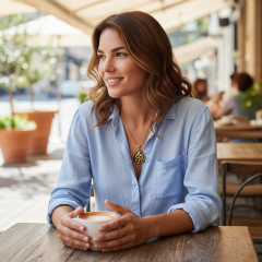 Oltu Taşlı Elişi Altın kaplamalı Gümüş Kolye
